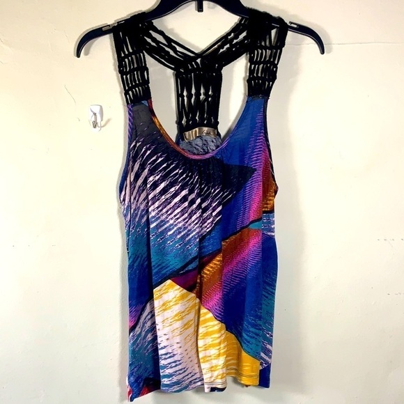 Lush racer back tank with black macrame straps S/M - Picture 1 of 6